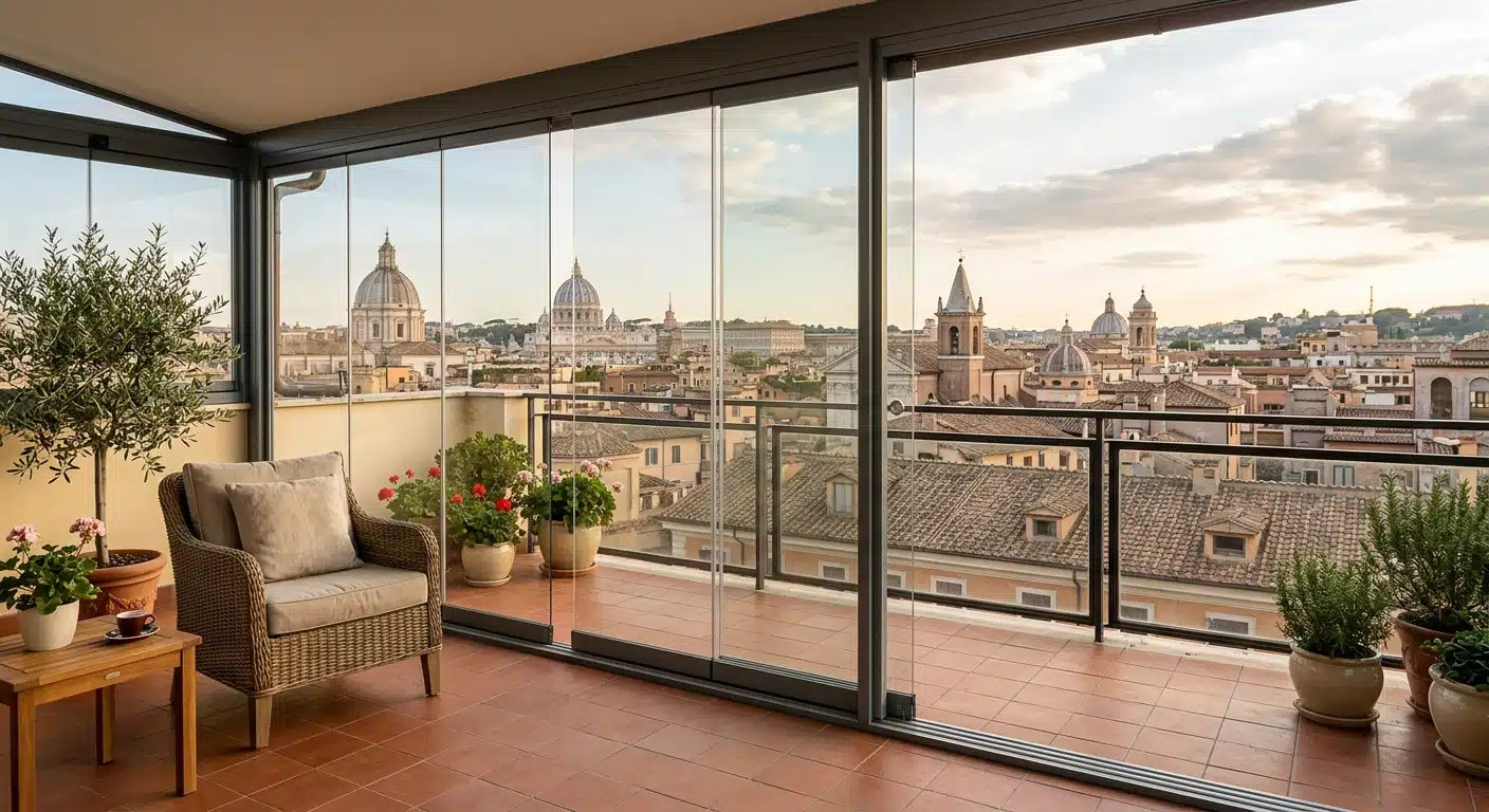 chiudere terrazzo balcone vetrate panoramiche roma